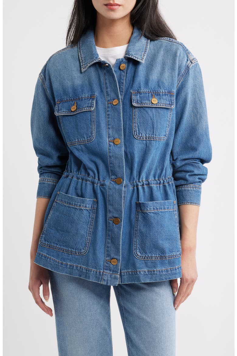 Clarke Cotton Blend Denim Button Front Jacket, Alternate, color, LA VERNE