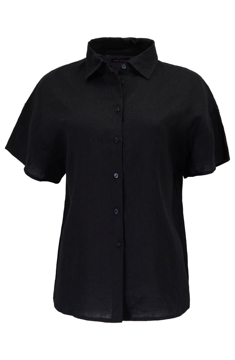 Lords of Harlech Womens Short Sleeve Linen Shirt, Alternate, color, Black
