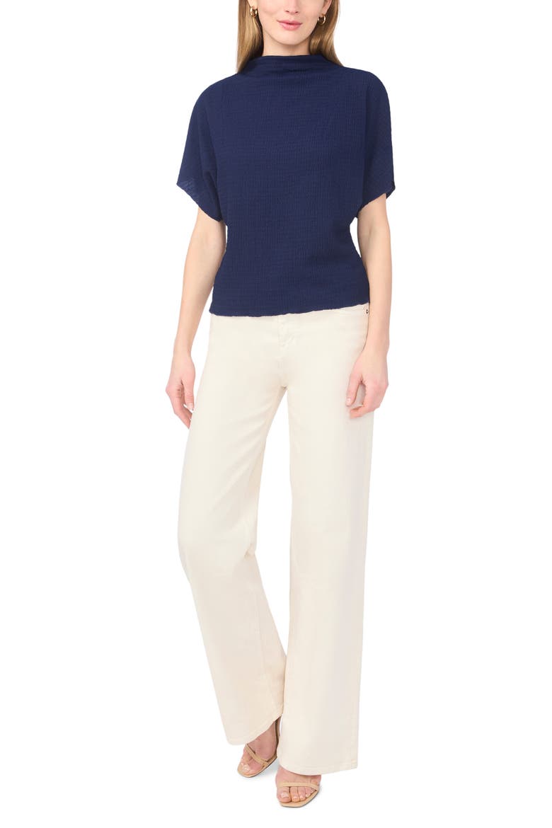 Textured Mock Neck Top, Alternate, color, CLASSIC NAVY