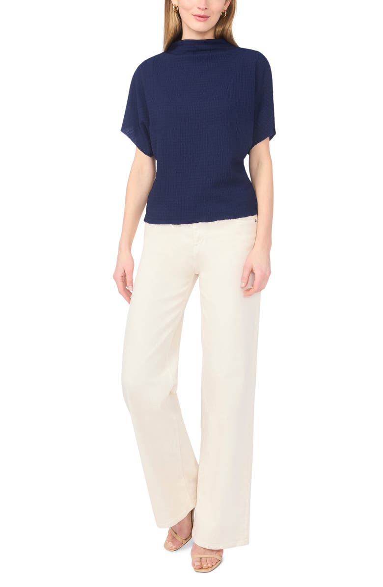 Vince Camuto Textured Mock Neck Top, Alternate, color, Classic Navy