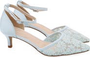 Kailee P Claudia Crochet Lace Wedding Kitten Heel