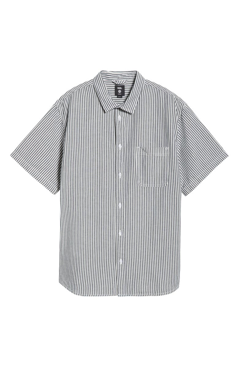 Vans Lawson Stripe Short Sleeve Cotton & Linen Button-Up Shirt, Alternate, color, White/ Dress Blues