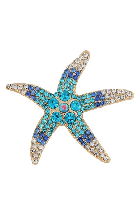 Crystal Starfish Brooch