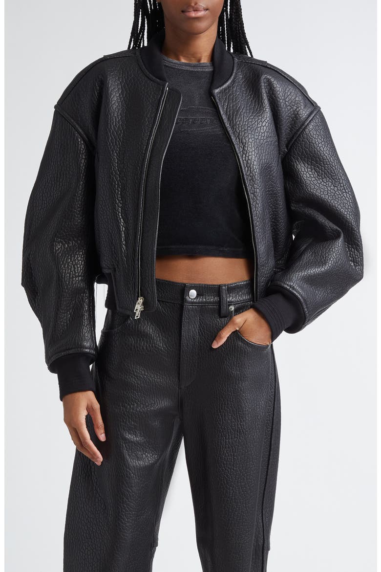 Primal Lambskin Leather Crop Bomber Jacket (Women) | Nordstrom