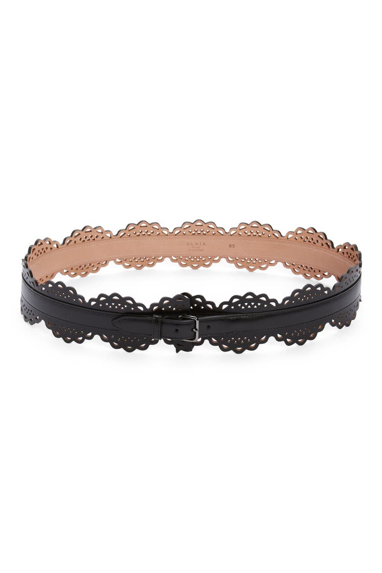Vienne Corset Leather Belt, Main, color, NOIR