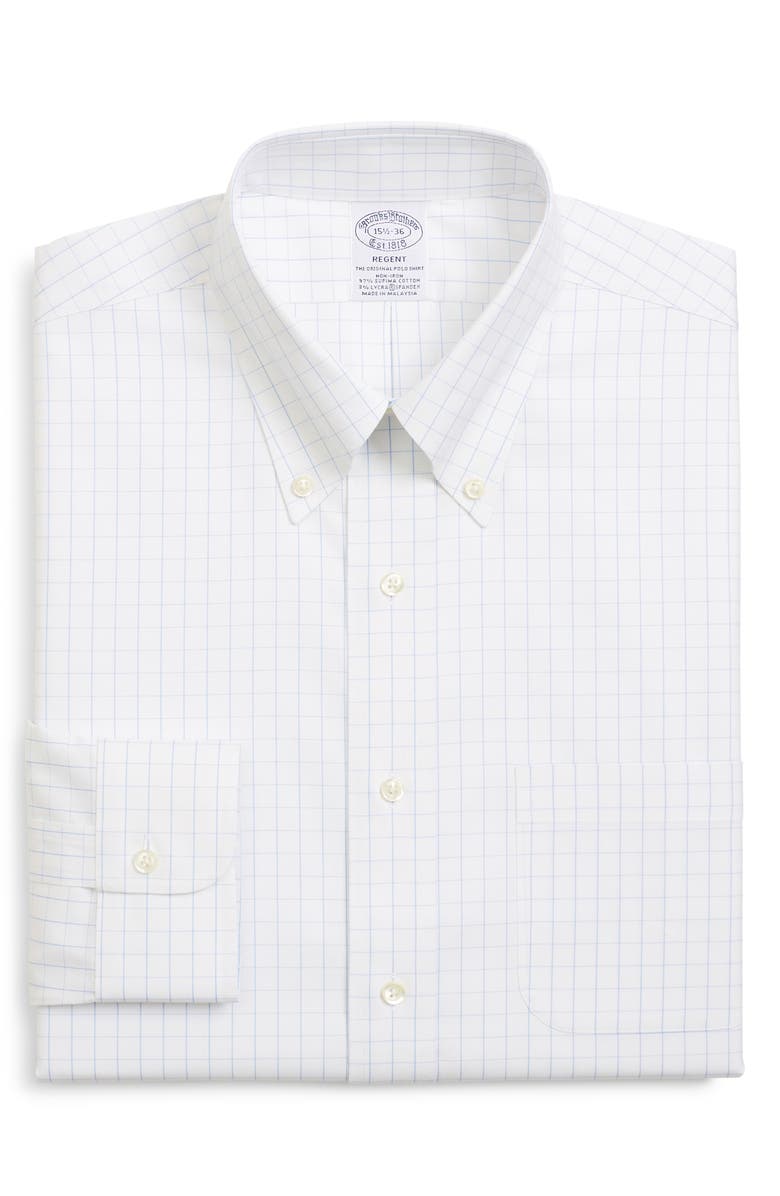 Brooks Brothers Regent Regular Fit Windowpane Dress Shirt, Main, color,