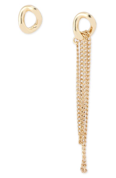 Mismatch Stud & Chain Drop Earrings