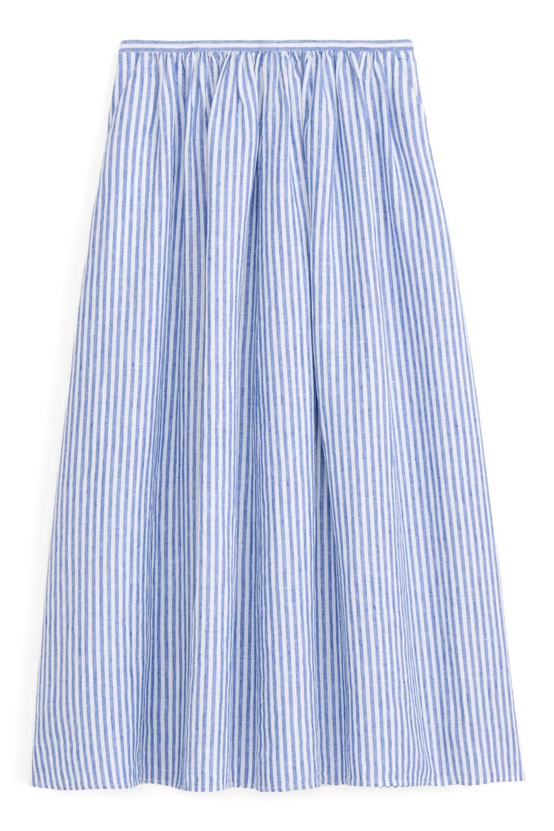 Sarah Stripe Linen Midi Skirt, Alternate, color, OCEAN / IVORY