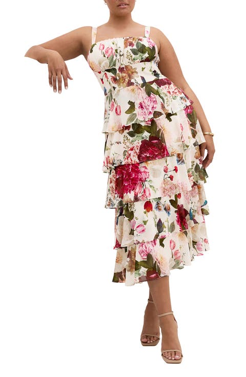 Daniela Floral Print Sleeveless Midi Dress