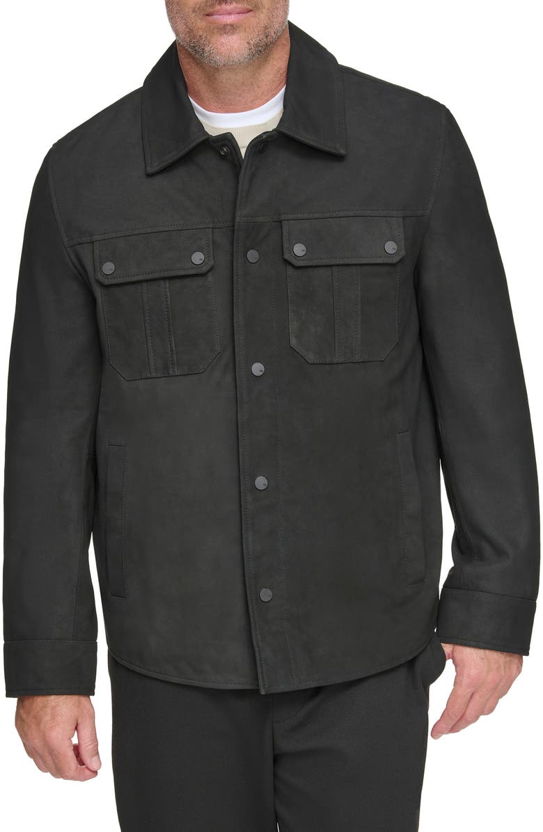 Andrew Marc Laredo Leather Overshirt, Main, color,