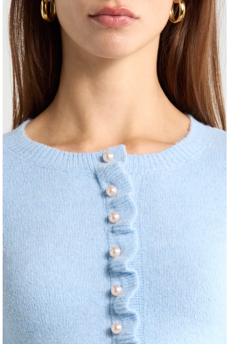 Eowyn Ruffle Cardigan, Alternate, color, LIGHT BLUE