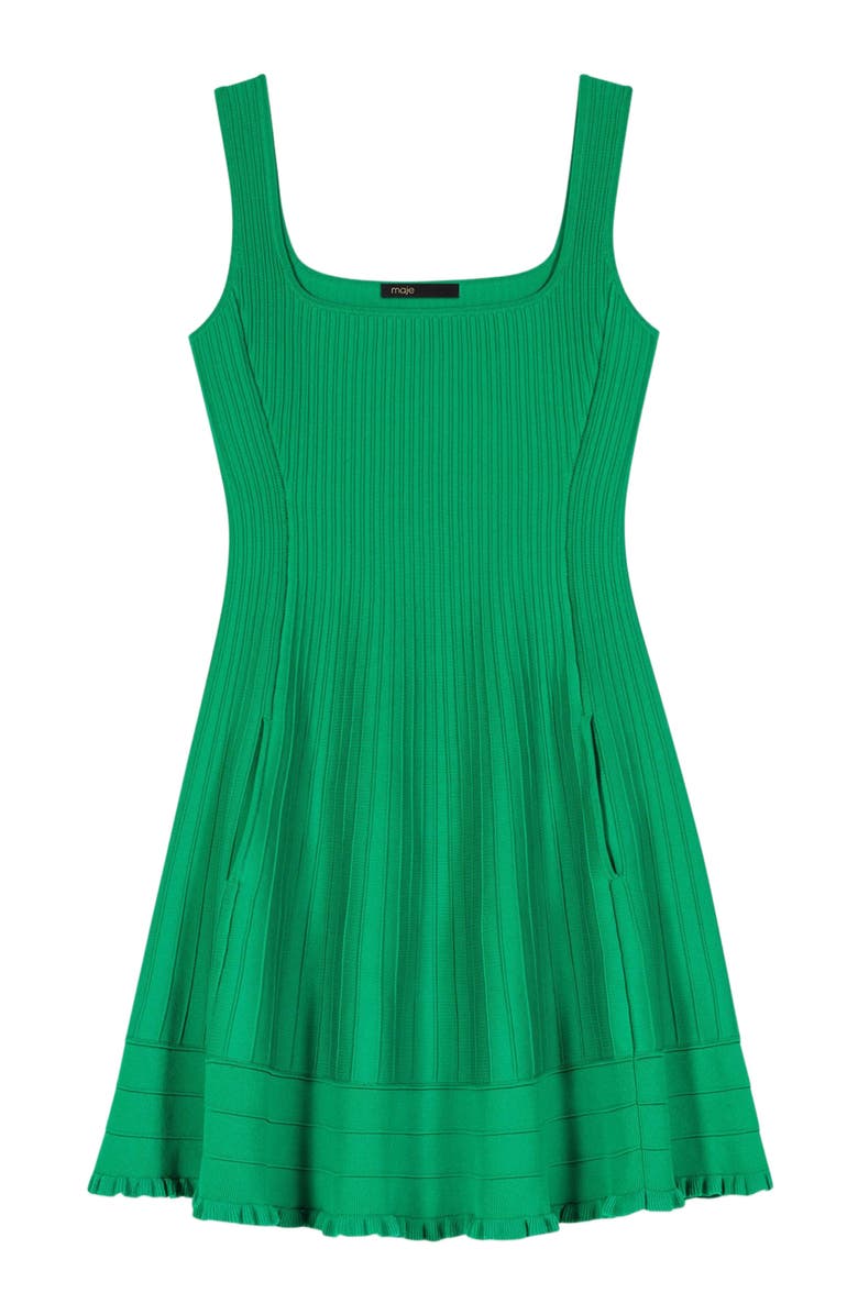 maje Knit skater dress, Alternate, color, Green