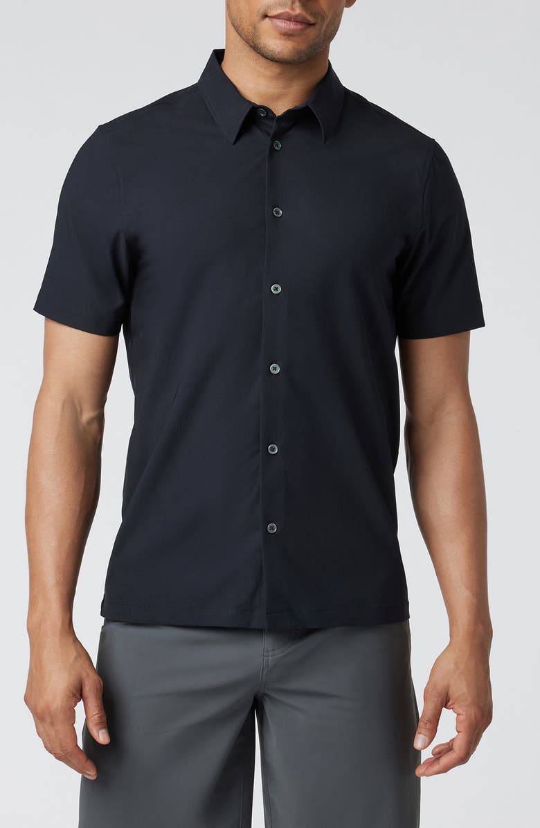 Vuori Manhattan Short Sleeve Button-Up Shirt, Main, color, Black