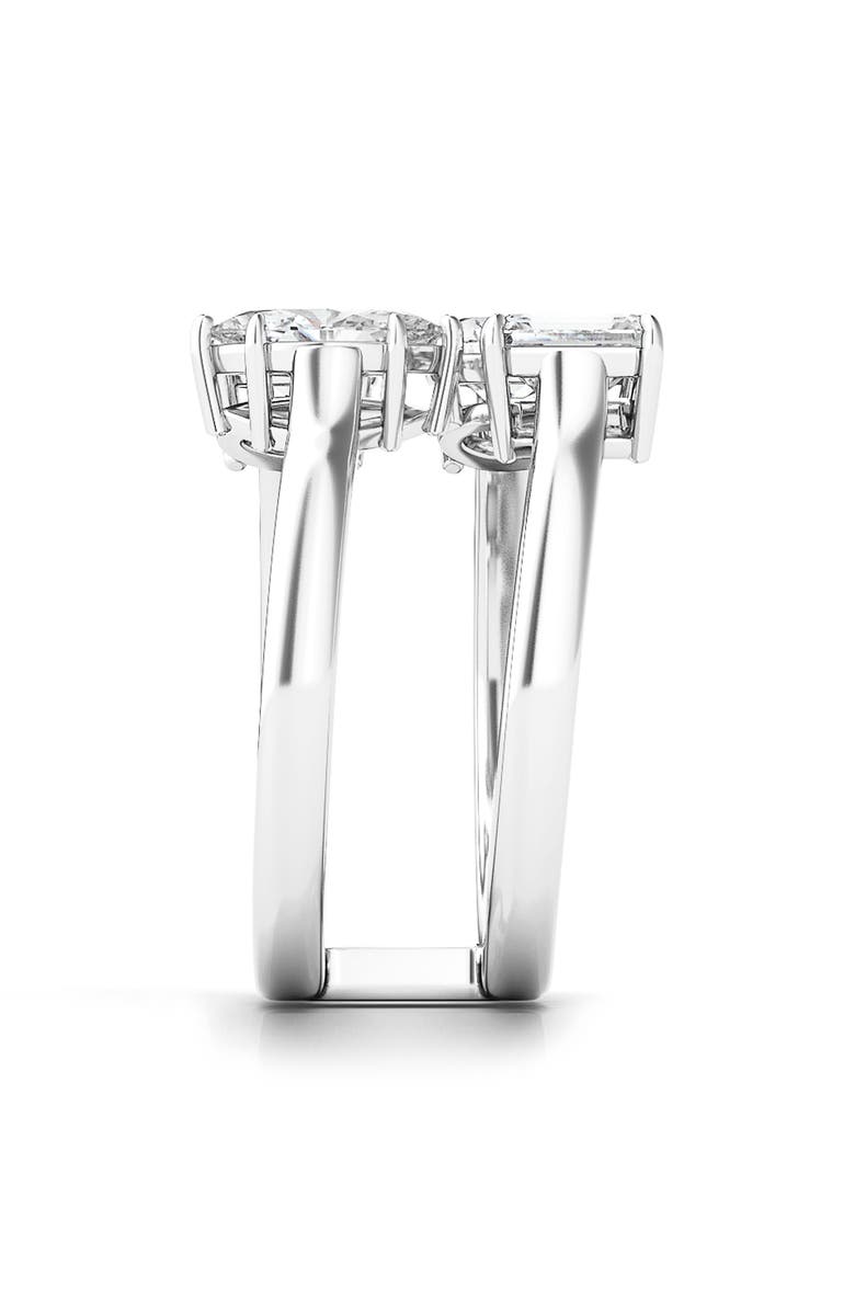 HauteCarat Fancy 4-Stone Lab Created Diamond Ring, Alternate, color, 18K White Gold