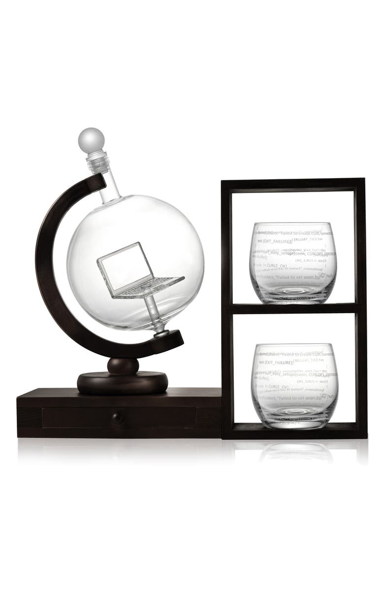 JoyJolt Executive Computer Glass Decanter, Etched Glass & Display Set, Main, color,