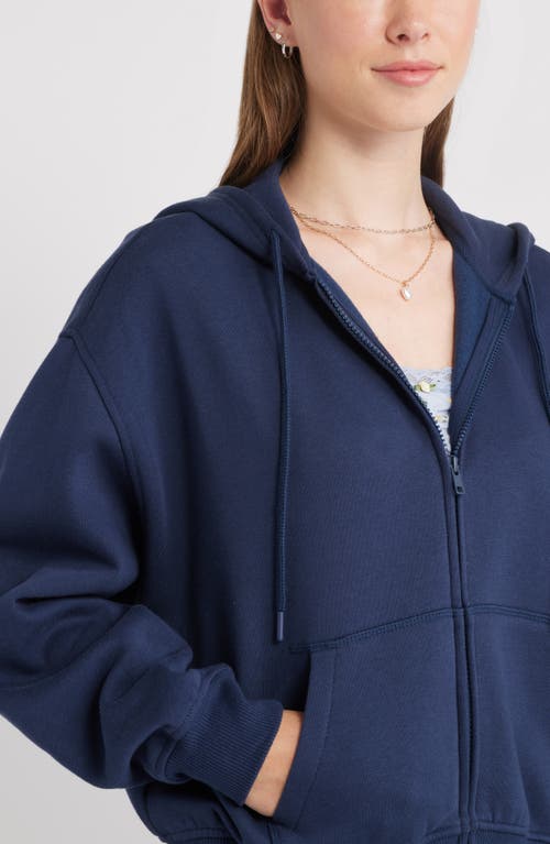Bp. Relaxed Cotton Blend Zip Hoodie In Blue
