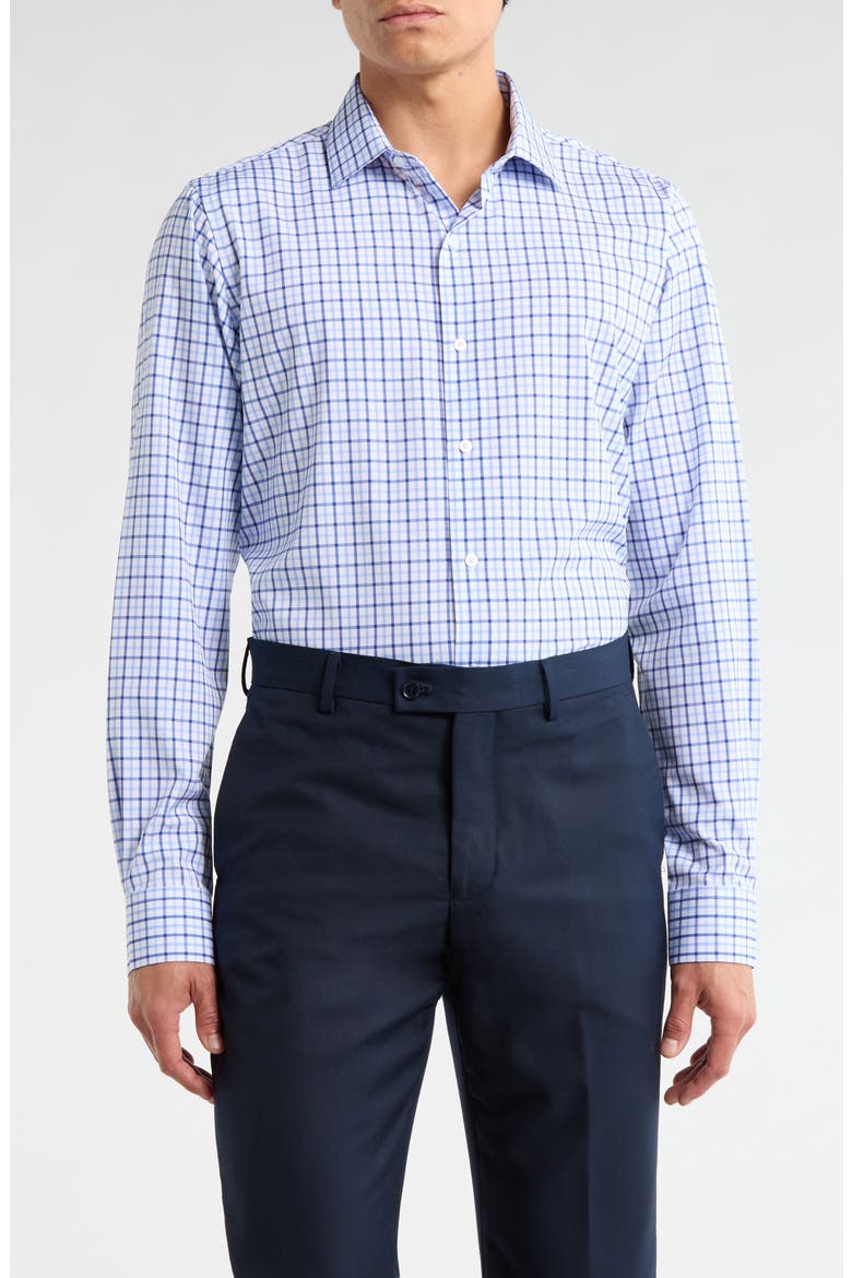 Slim Fit Check Print Dress Shirt, Main, color, WHITE/ NAVY