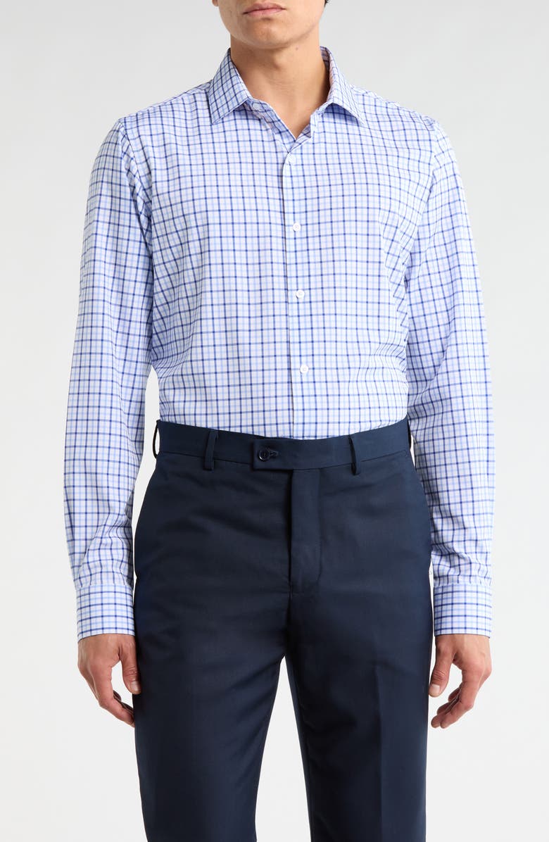 Nautica Slim Fit Check Print Dress Shirt, Main, color, White/ Navy