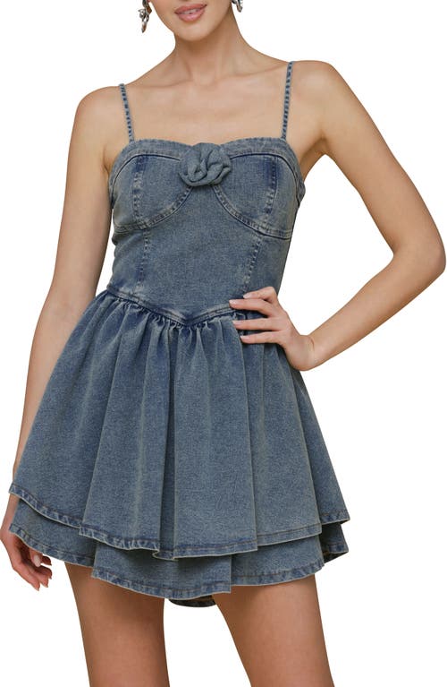 Avec Les Filles Bustier Denim Minidress In Blue