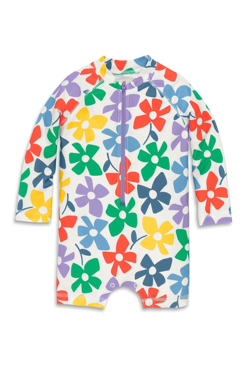 One-Piece Rashguard Swimsuit, Main, color, MULTI SPRING BLOOMS