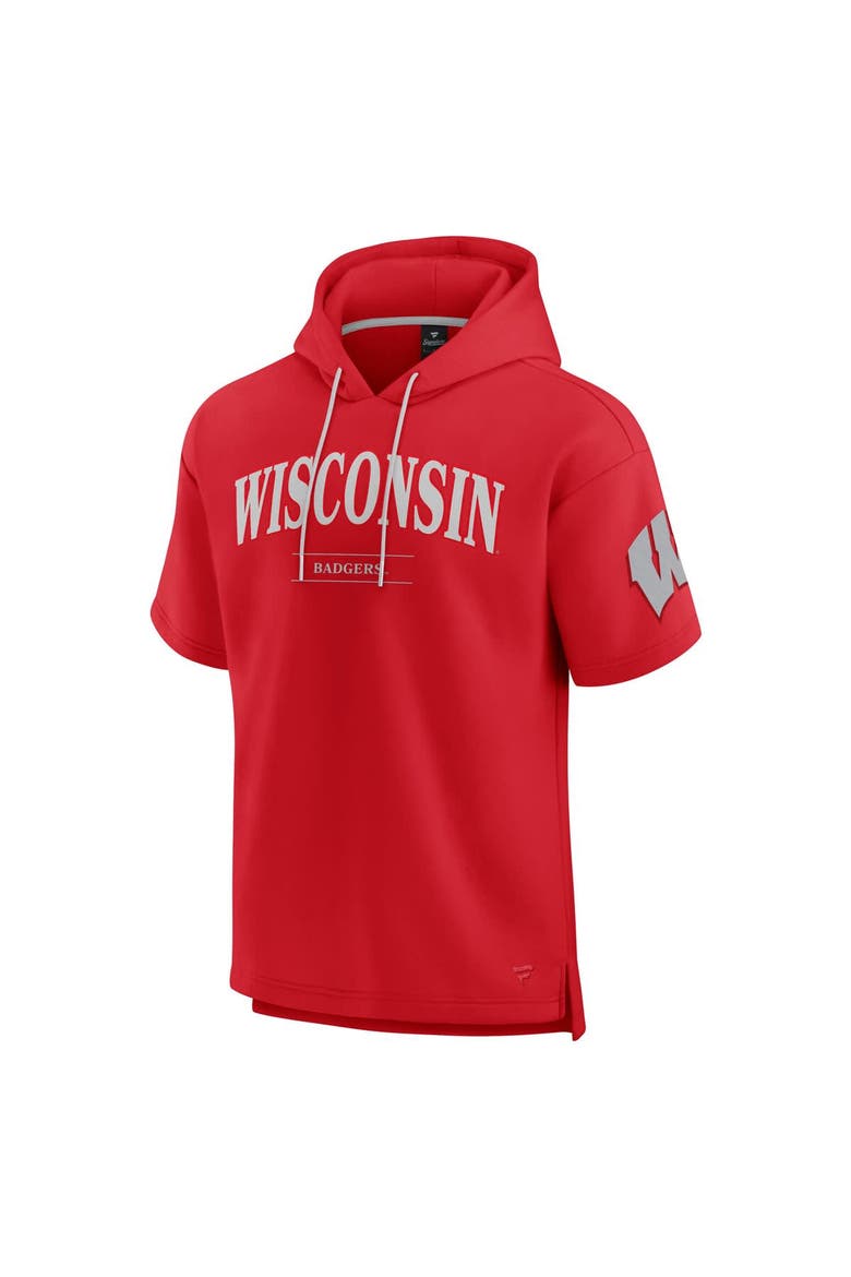 Men's Fanatics Red Wisconsin Badgers Ready Short Sleeve Pullover Hoodie, Alternate, color, Red