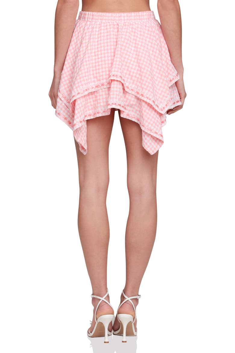Layered Handkerchief Hem Miniskirt, Alternate, color, PINK - WHITE GINGHAM