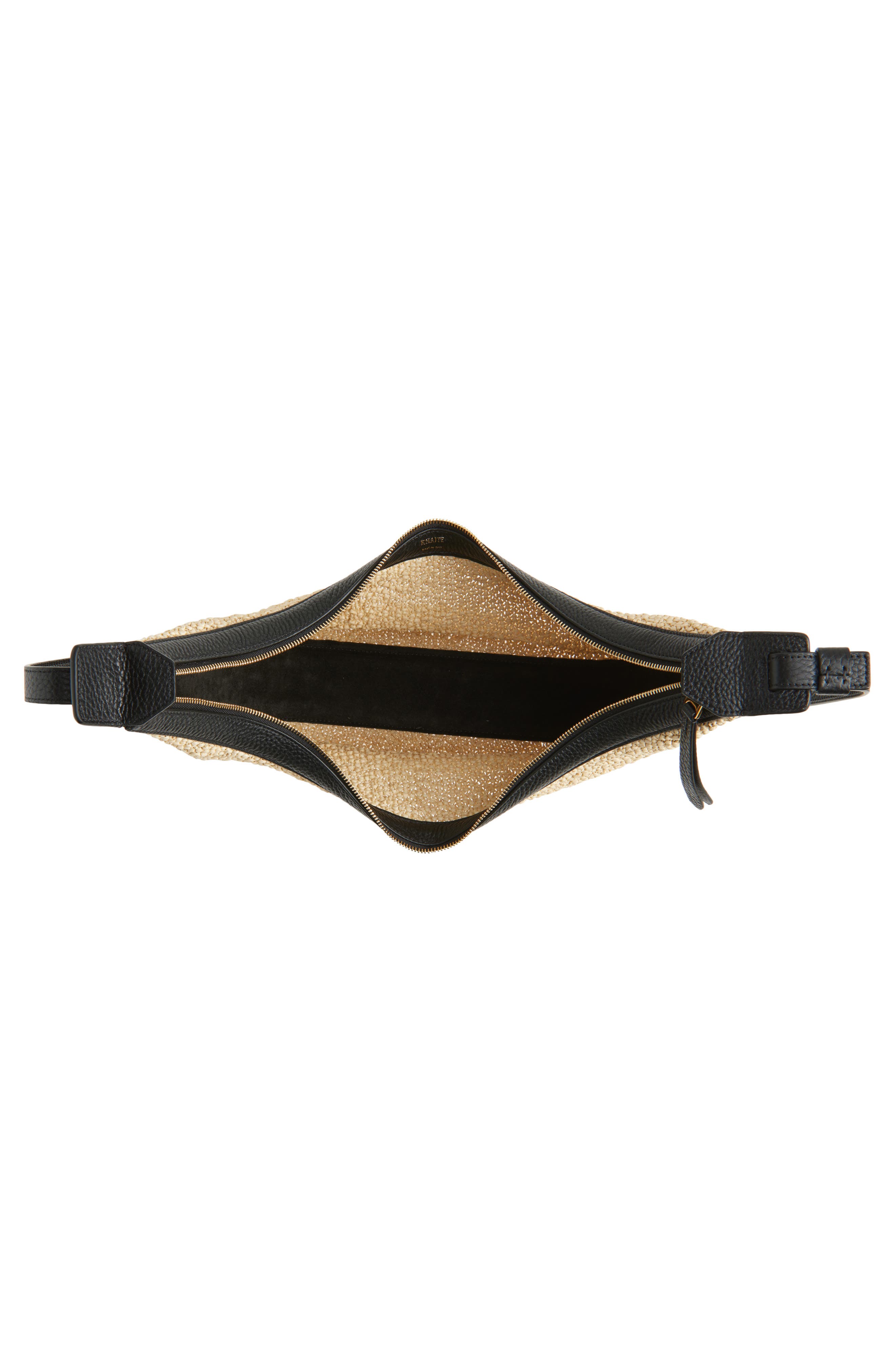 Khaite Small Augustina Crocheted Raffia Hobo Bag, Alternate, color, 367 Black / Natural