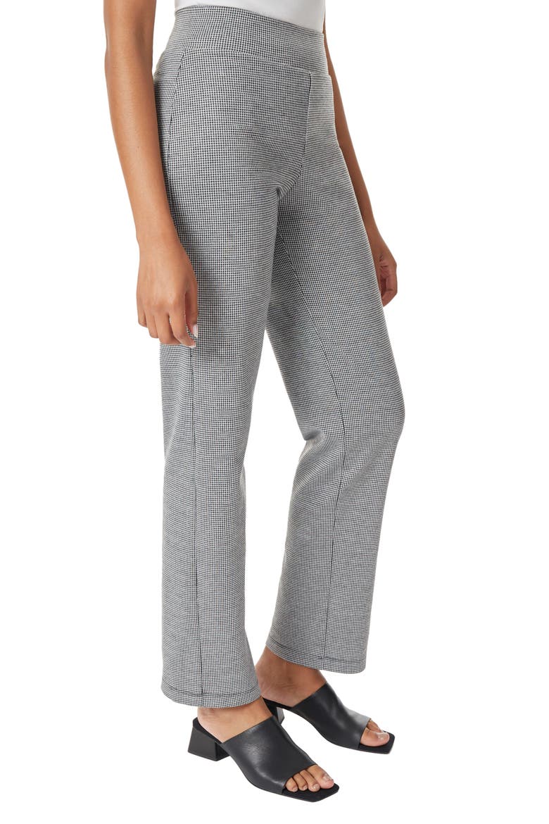 Houndstooth Straight Leg Pull-On Pants, Alternate, color, JONES BLACK/ WHIT