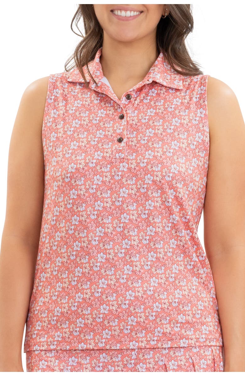Kenny Flowers The Azaleas - Sunset Ladies Sleeveless Golf Polo, Main, color, Orange