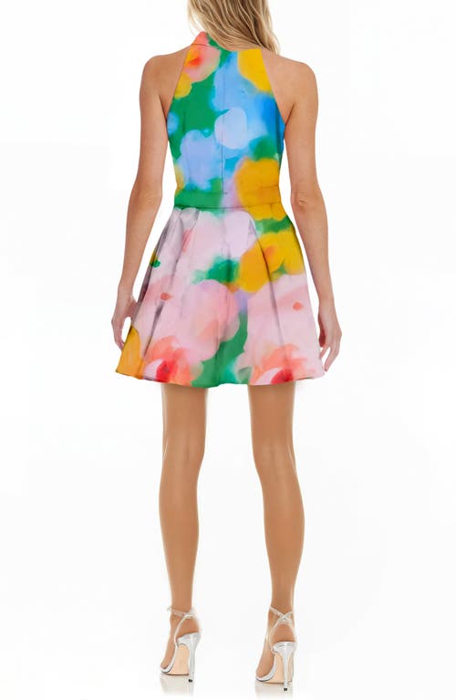 Jewel Badgley Mischka Sleeveless Mini Shirtdress In Green Multi