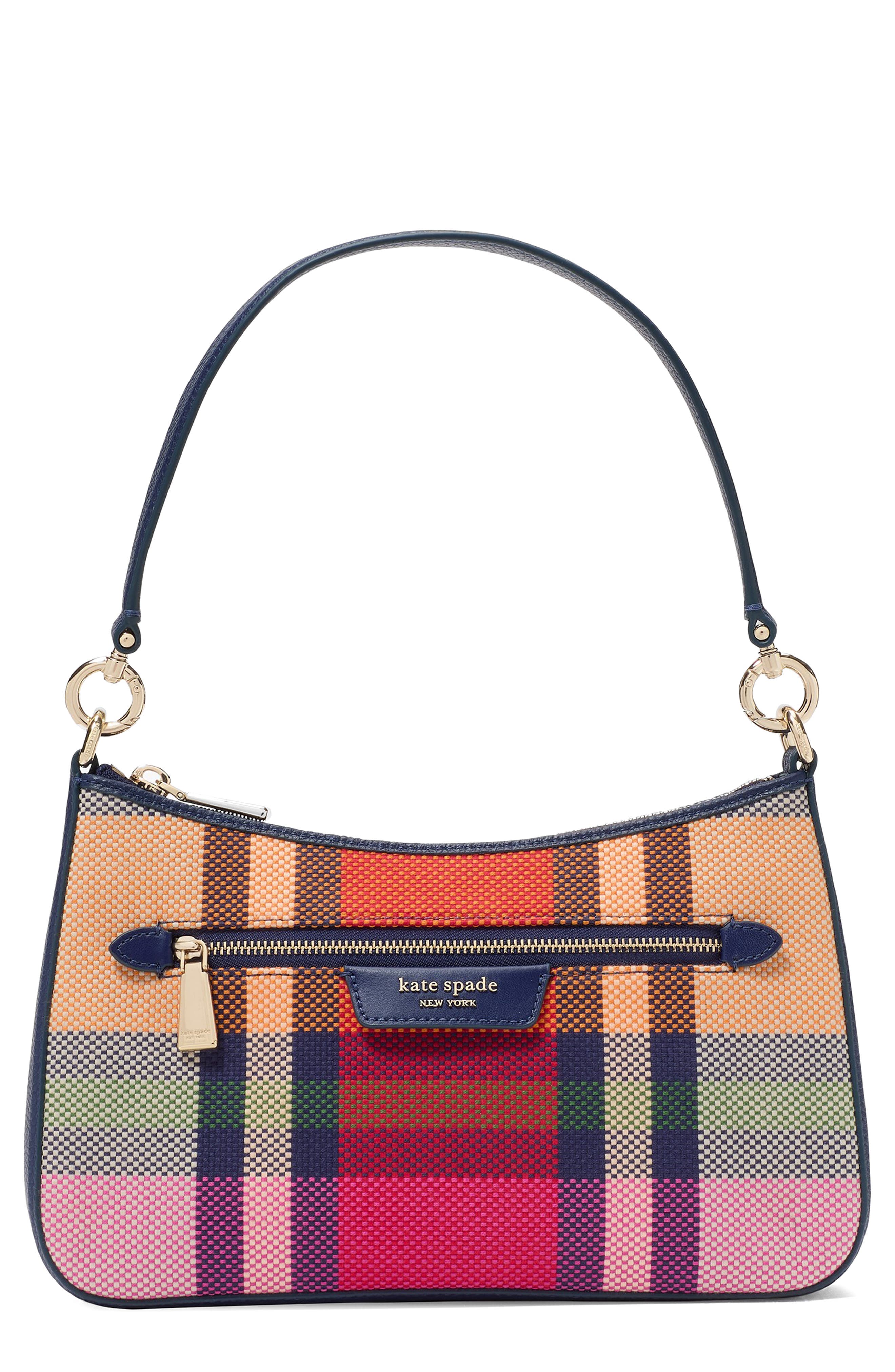 Kate Spade New York hudson grand plaid shoulder bag, Main, color, 