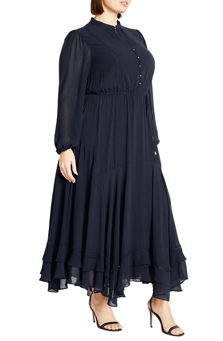 City Chic Yasmin Long Sleeve Maxi Dress, Alternate, color, Navy