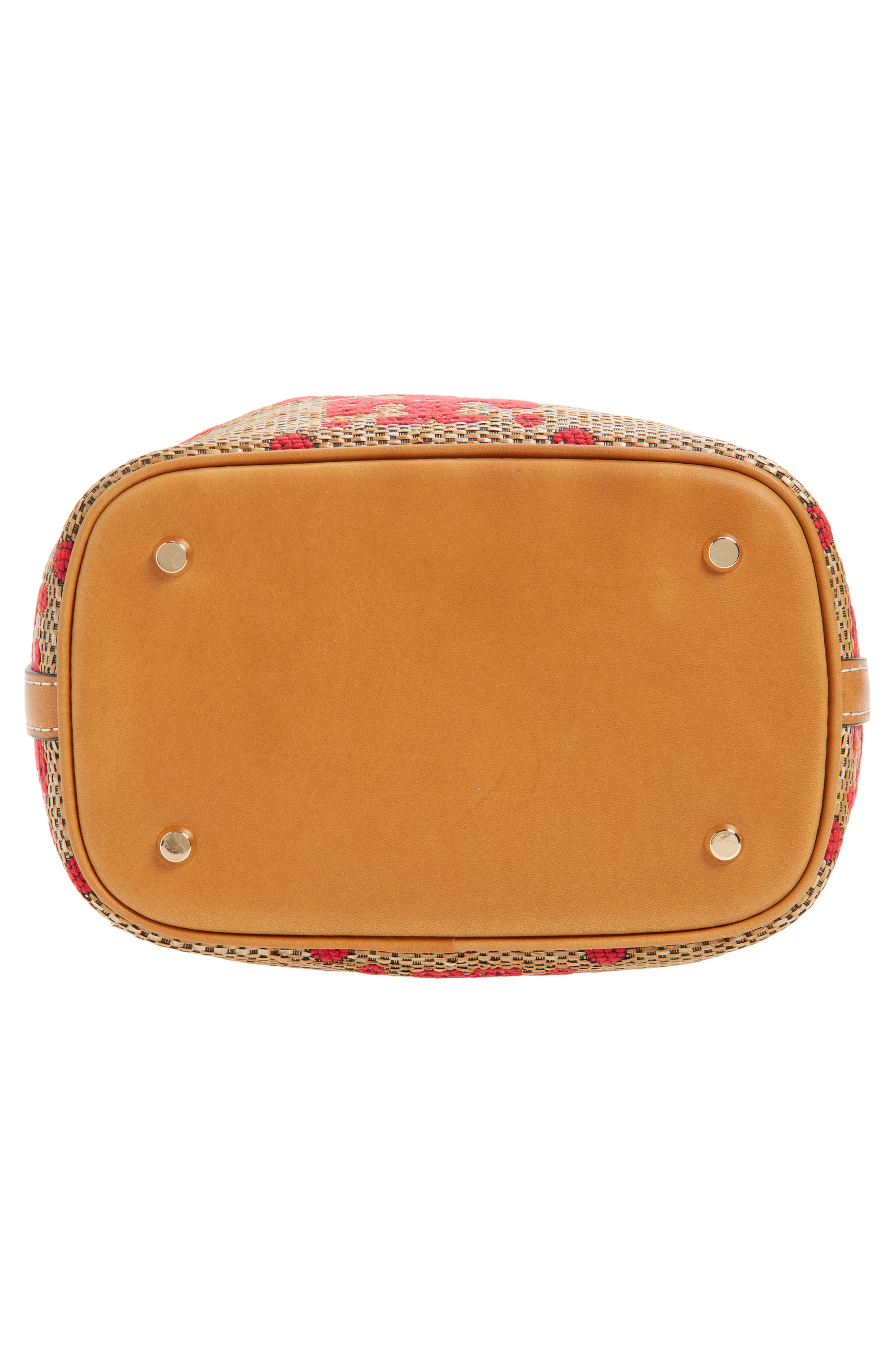 Tory Burch T Monogram Straw Bucket Bag, Alternate, color, Natural