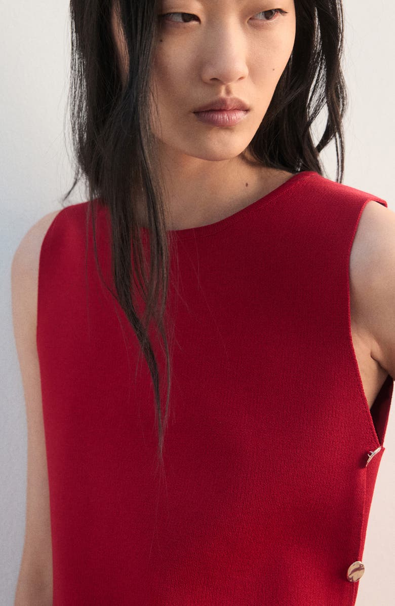 MANGO Side Button Sleeveless Top, Alternate, color, Red