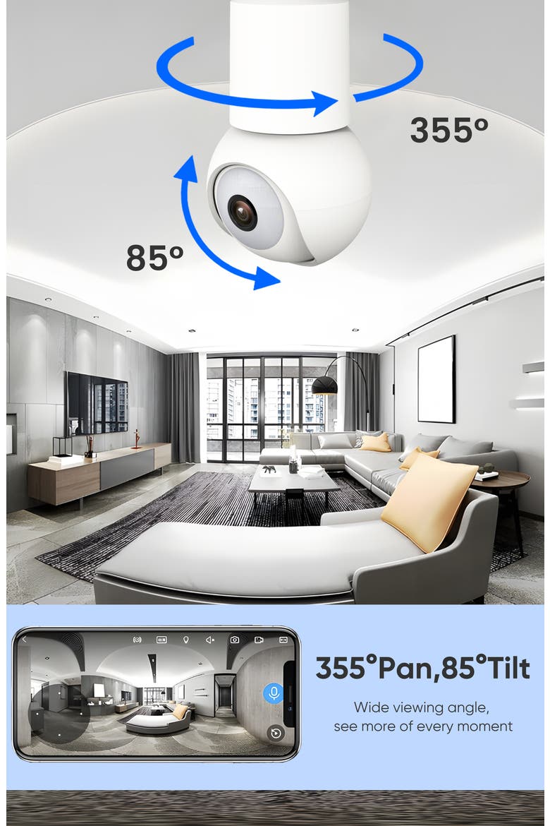 Smart WiFi 2K Light Bulb Camera, Alternate, color, White