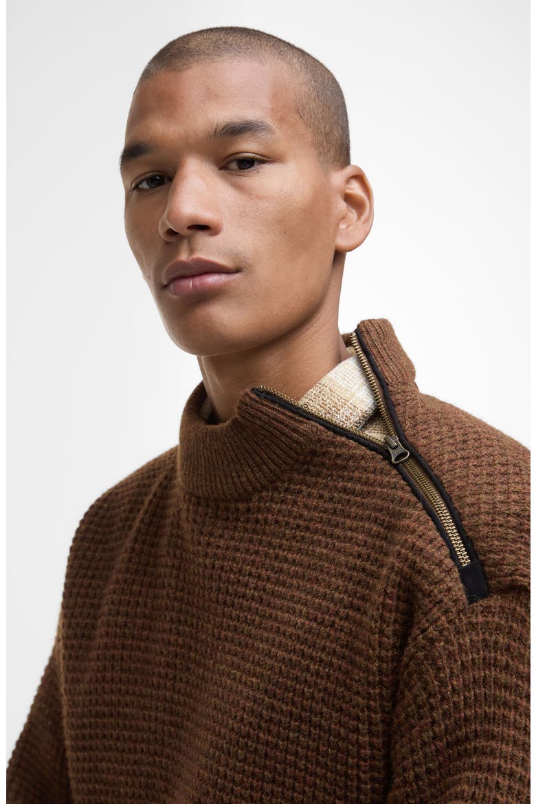 Gearstone Zip Shoulder Wool Sweater, Alternate, color, UMBER