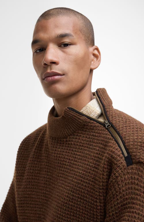 Barbour Gearstone Zip Shoulder Wool Sweater In Brown