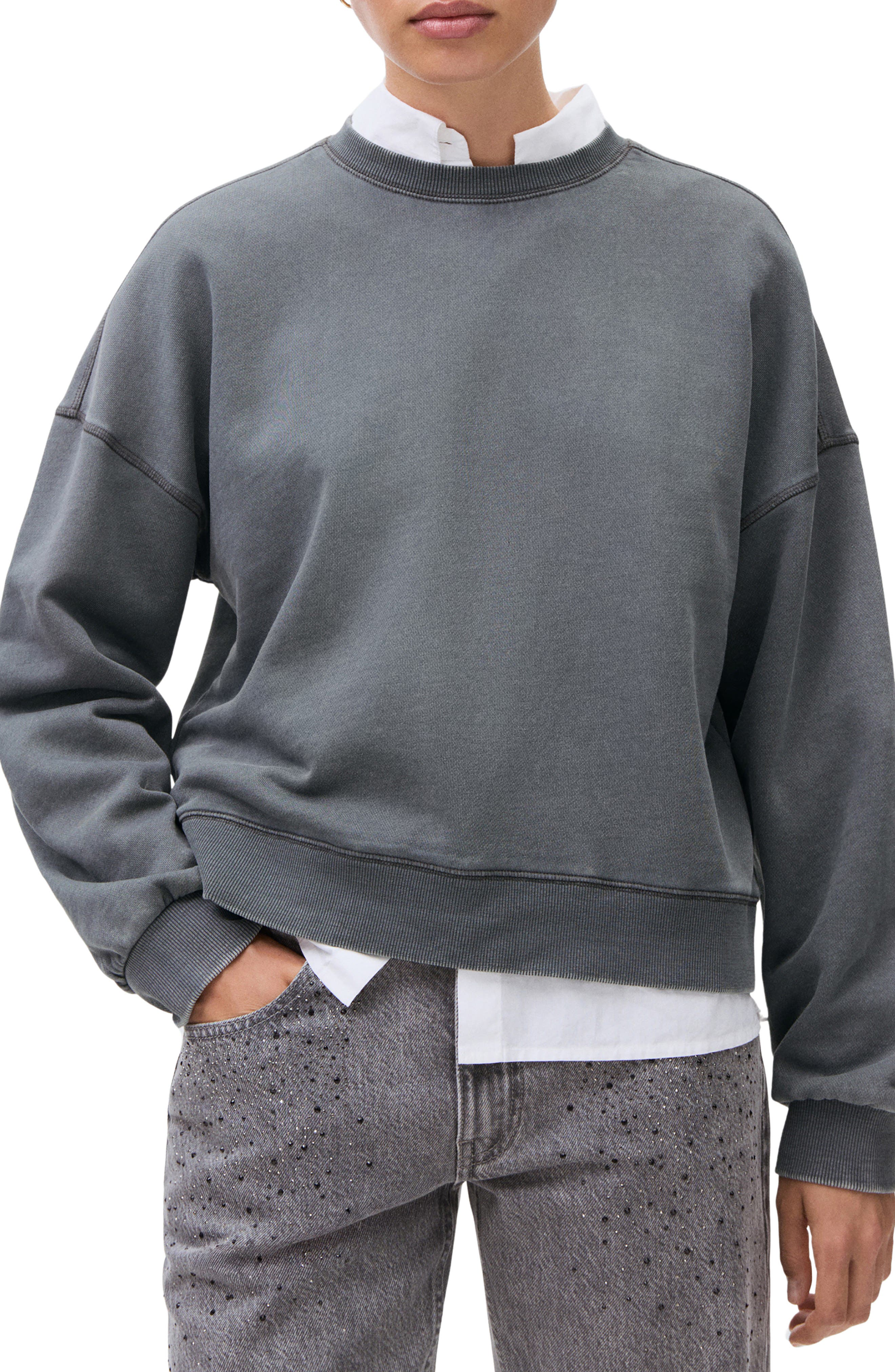 Mango Teen Cotton Sweatshirt In Gray