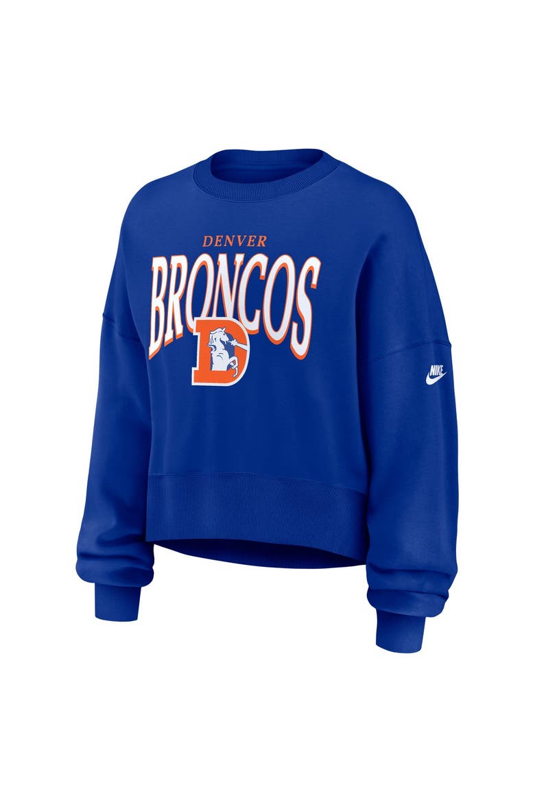 Women's Nike  Royal Denver Broncos Oversized Phoenix Fleece Sweatshirt, Alternate, color, Royal