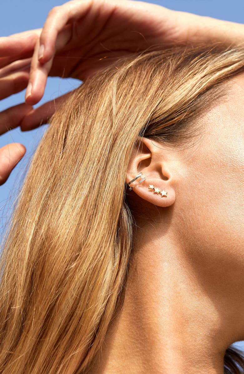 Estella Bartlett Trio Star Ear Crawler Earrings, Alternate, color, Silver Plated