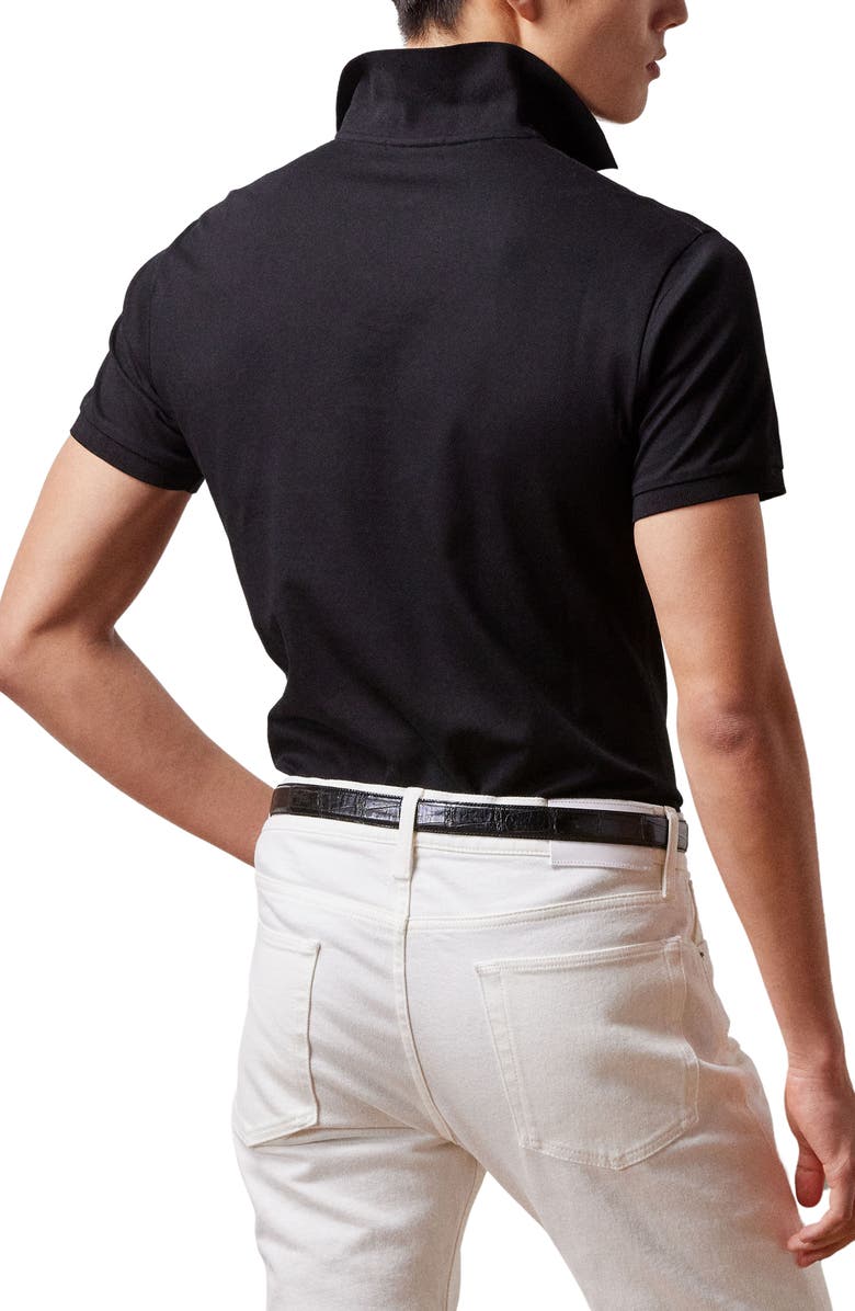 Ralph Lauren Purple Label Embroidered Standing Horse Cotton Piqué Polo, Alternate, color, Black