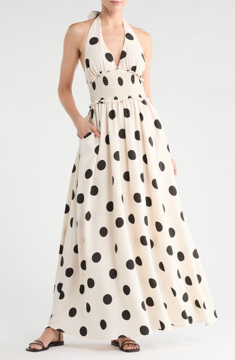 Nina Patterned Halter Maxi Dress