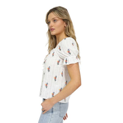 Belle & Bloom Wild Garden Floral Blouse In White
