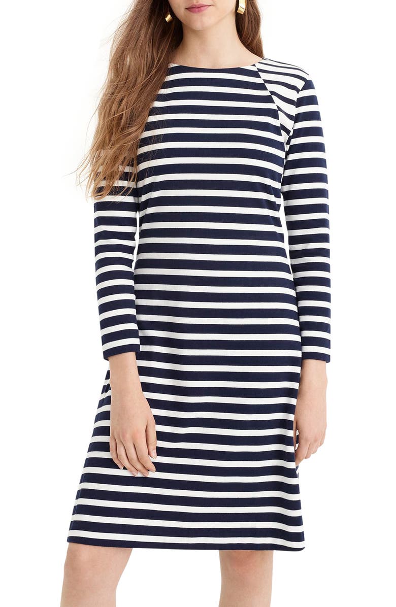 J.Crew 365 Stripe Knit Fit & Flare Dress, Main, color, 