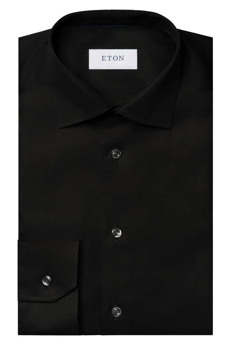 Slim Fit Cotton Twill Dress Shirt, Alternate, color, BLACK
