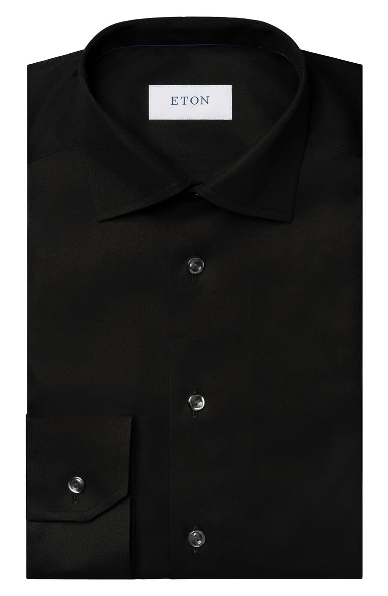 Eton Slim Fit Cotton Twill Dress Shirt, Alternate, color, Black