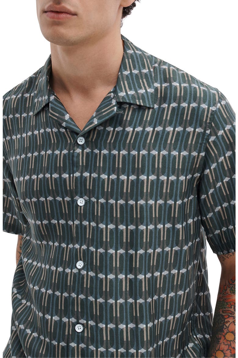 Avery Printed Button-Up Shirt, Alternate, color, INDIGO STRIPE