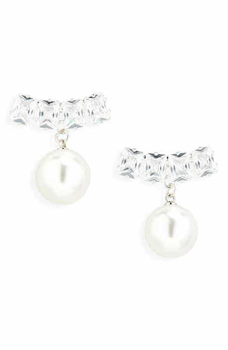 Tasha CZ & Faux Pearl Drop Earrings