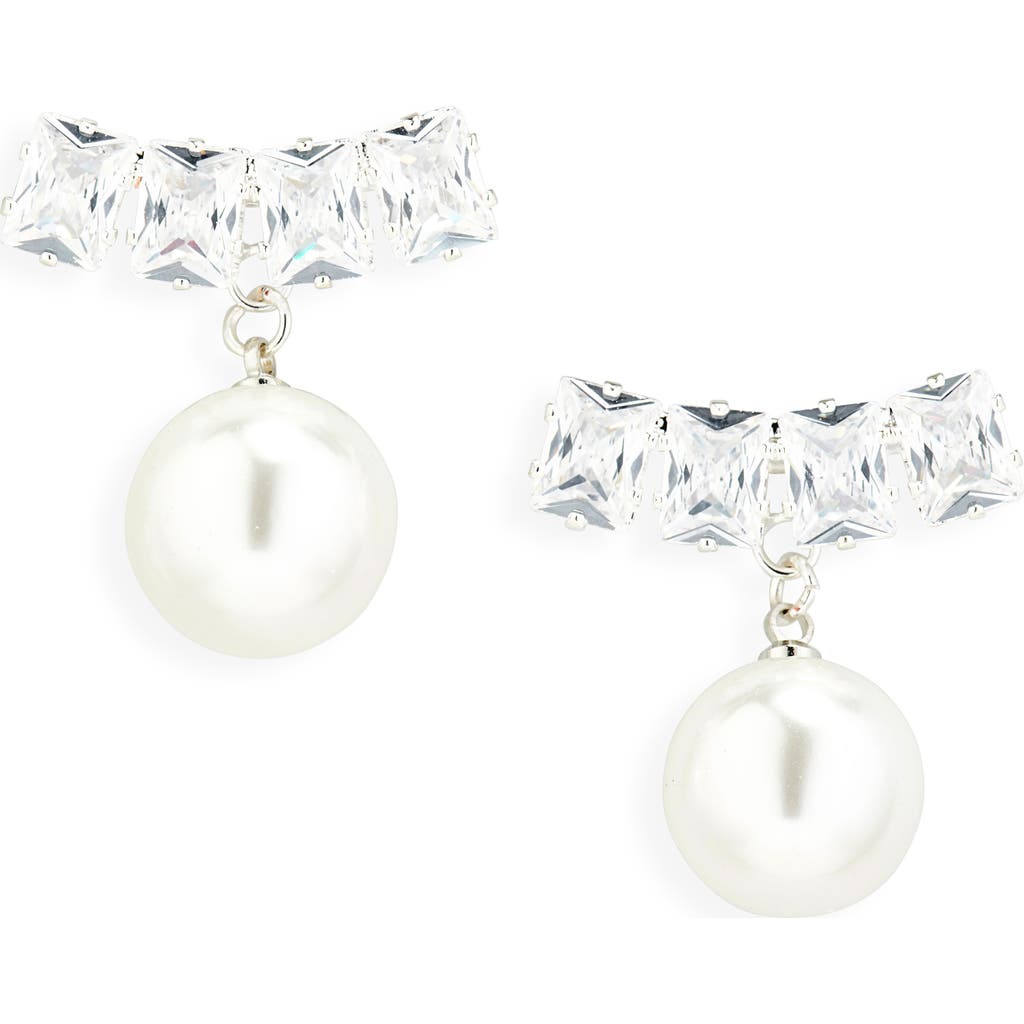 Tasha Cz & Faux Pearl Drop Earrings