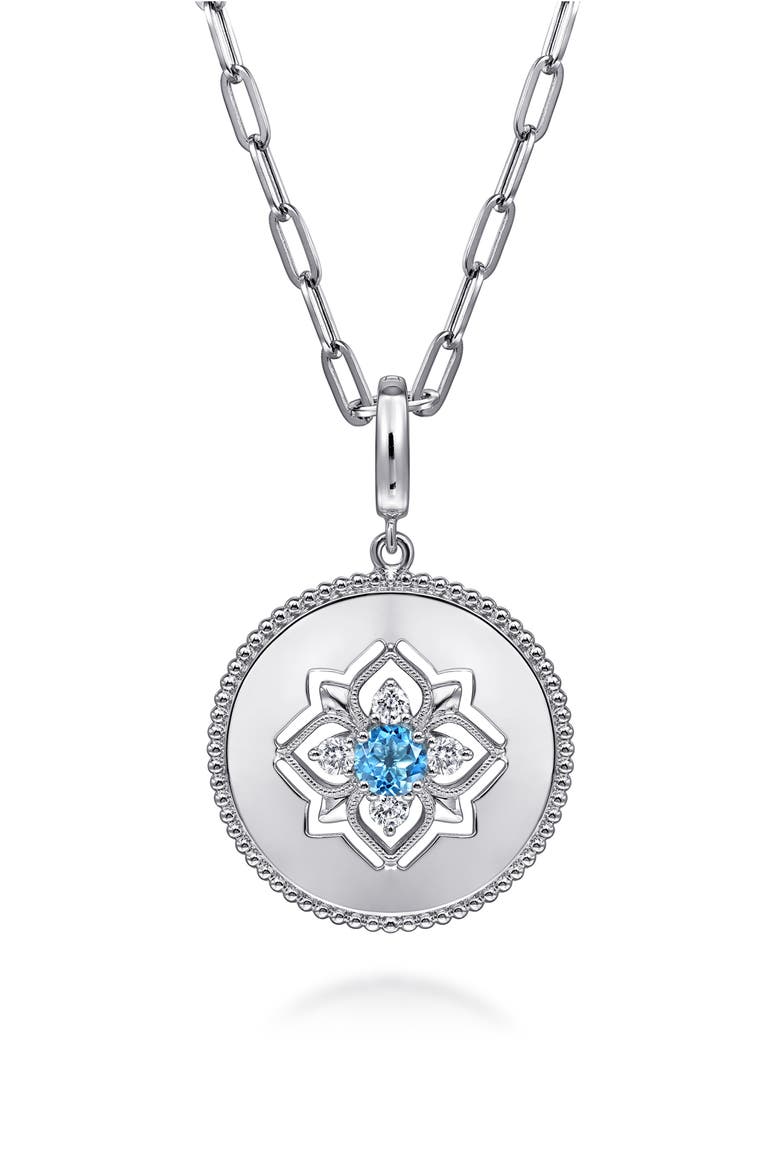 Bujukan Gemstone & Sterling Silver Medallion Pendant, Alternate, color, BLUE/ STERLING SILVER